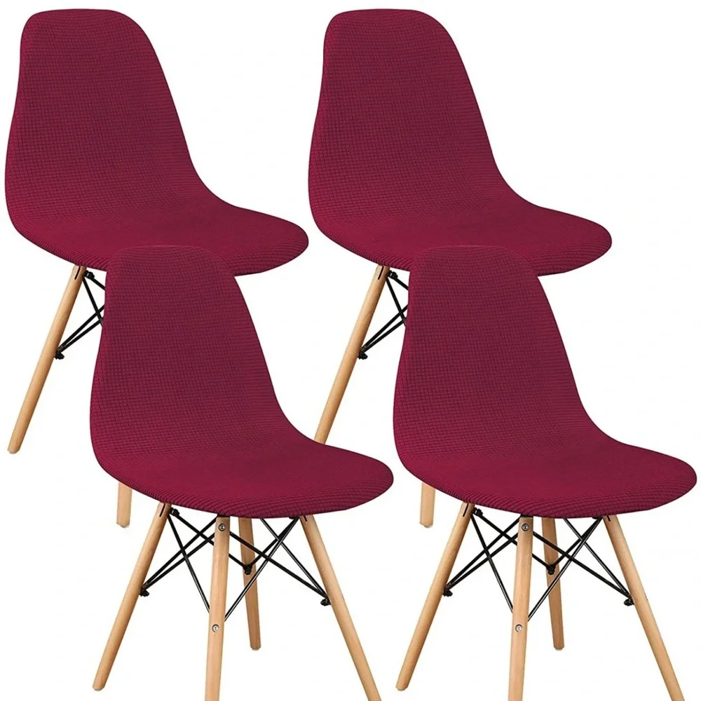 Chair Cover Mid Century Modern Style (Set of 6, Wine)